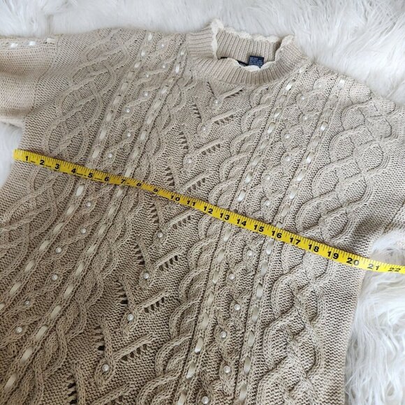 Vintage Cottagecore Sweater High Neck Lace Stiches Floral LSF Style Sweater sz M - Picture 10 of 12